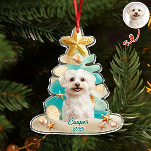 Custom Cute Dog Photo Sea Glass Christmas Acrylic Ornament For Dog Lovers LM32 895997