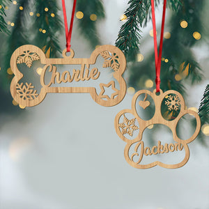Custom Name Cute Pet With Paw Christmas Gift Wooden Ornament LM32 897339