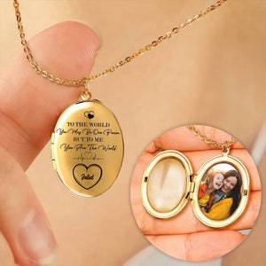 Custom Photo Happy Mother's Day Gift To Me You Are The World Locket Necklace HO82 893658