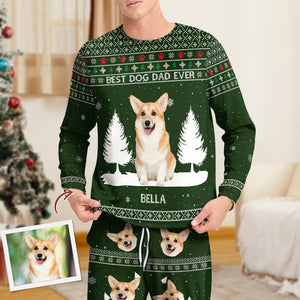 Custom Photo Best Dog Dad Mom Ever Sleepwear Christmas Gift For Dog Lovers LM32 895583