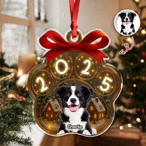 Custom Cute Dog Photo Personalized Dog Paw Christmas Acrylic Ornament CH07 896776