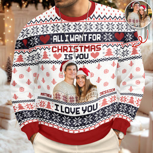 Custom Photo All I Want For Christmas Is You Ugly Sweater Gift For Couple HO82 900142