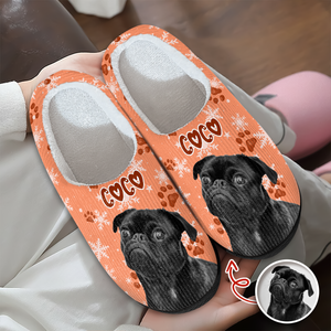 Custom Dog Photo Christmas Fluffy Slippers Christmas Gift CH07 896402