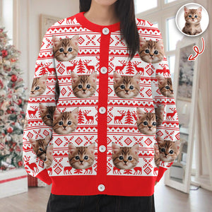 Custom Cat Photo Ugly Cardigan Gift For Cat Lovers LM32 897127