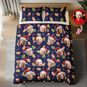 Custom Funny Family Face With Christmas Pattern Quilt Bedding Set HA75 898244
