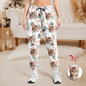 Custom Photo Cat Christmas Sweatpants, Gift For Cat Mom Cat Dad HA75 897144