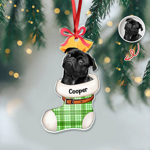 Custom Dog Photo On Stocking Acrylic Ornament For Christmas TH10 894391
