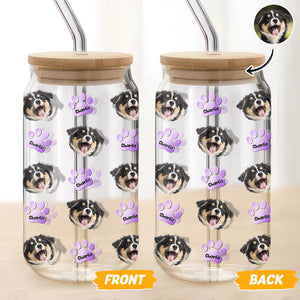 Custom Dog Cat Pet Photo Glass Can With Lid Gift for Pet Lovers HA75 898420