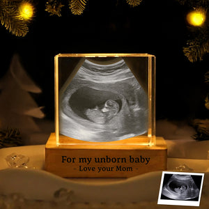 Custom Photo Baby Bump Engraved Crystal Photo With Light Gift For Family CH07 910052