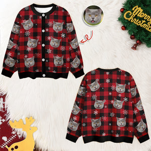 Custom Photo Christmas Ugly Cardigan Gift For Cat Lover CH07 899834