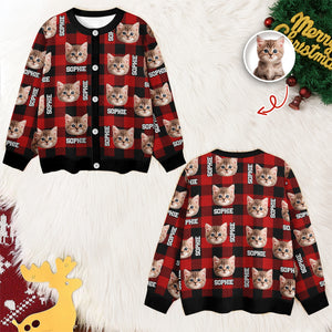Custom Dog Cat Face Photo And Name Ugly Cardigan For Dog/Cat Lover TH10 896345