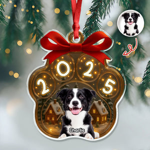Custom Cute Dog Photo Personalized Dog Paw Christmas Acrylic Ornament CH07 896776