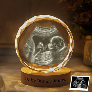 Custom Photo Baby Bump Engraved Crystal Photo With Light Gift For Family CH07 910052