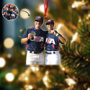 Custom Baseball Girl Besties Photo - Personalized Acrylic Ornament Gift For Baseball Lovers HO82 894680