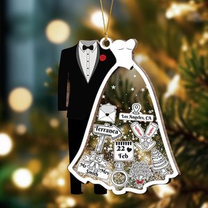 First Christmas Married Personalized Wedding Wood & Acrylic Ornament Christmas Gift CH07 899404