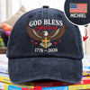 Custom Name God Bless America Patriotic 1776-2026 Eagle Embroidered Baseball Cap HO82 901898