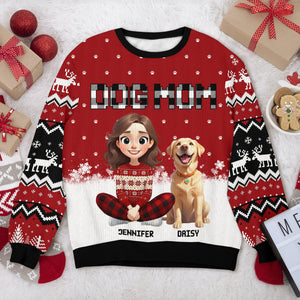 Personalized Dog Mom Christmas Pattern Ugly Sweater Christmas Gift HA75 898068