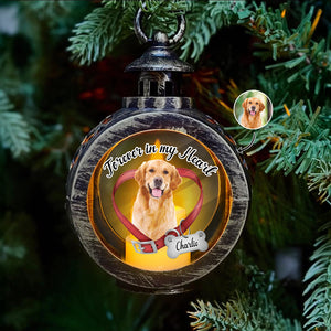 Custom Dog Photo Forever In My Heart Memorial Christmas Lantern HA75 897914