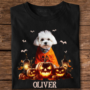 Custom Dog Cat Photo Spooky Season Halloween Dark Shirt HO82 894998