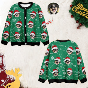 Custom Puppy Photo Personalized Dog Lovers Christmas Cardigan CH07 899896