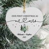 Our First Christmas As Mr and Mrs Couple Heart Shaped Ceramic Ornament LM32 895717