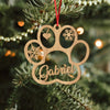 Custom Name Cute Pet With Paw Christmas Gift Wooden Ornament LM32 897339