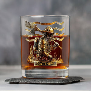 Custom Name Firefighter Personalized Print Whiskey Glass Gift For Dad, Father HA75 898062