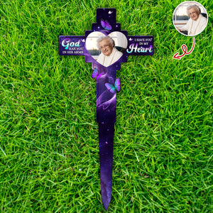 Custom Photo God Has You In His Arms, I Have You In My Heart Memorial Garden Stake HA75 892776