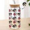 Custom Face Dog Cat With Paw Glass Can With Lid Gift For Dog Cat Lover HA75 898336