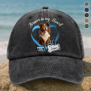 Custom Cute 3D Dog Forever In My Heart Memorial Washed Denim Baseball Cap HA75 898154