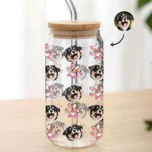 Custom Photo Dog Cat Pet Glass Can With Lid For Dog Cat Lovers HA75 898488