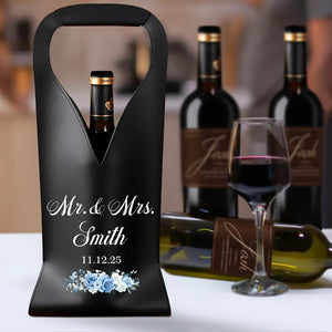Personalized Mr Mrs Wedding Leather Wine Bag Engagement Gift, Wedding Gift CH07 896380