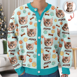 Custom Pet Photo 3D Inflated Effect Printed Ugly Cardigan Gift For Pet Owners, Pet Lovers LM32 897253