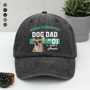 Custom Photo World's Greatest Dog Mom No.1 Washed Denim Baseball Cap LM32 895565