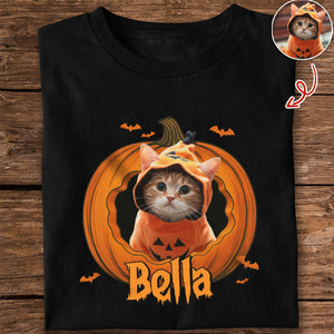Custom Dog Cat Photo Halloween Pumpkin Dark Shirt HO82 894924