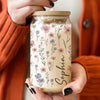 Personalized Custom Name With Floral Glass Can With Lid TH10 896859