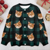 Custom Cat Face Photo With Christmas Pattern Ugly Cardigan CH07 899824