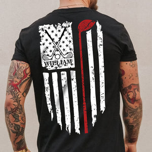 Personalized Name American Flag Golf Back Personalized Back Side Dark Shirt HA75 898632