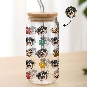 Custom Dog Cat Pet Photo Glass Can With Lid Gift for Pet Lovers HA75 898296