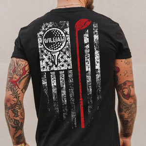 Custom Name American Flag Golf Back Personalized Back Side Dark Shirt HA75 898568