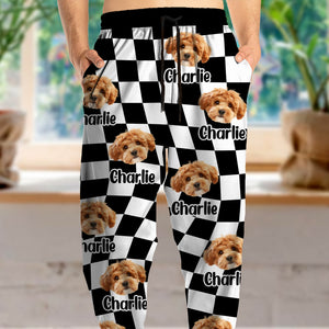 Custom Photo Dog Cat - Checkerboard Street Style Sweatpants HA75 892616