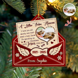 Custom Cat Photo A Letter From Heaven Sympathy Memorial Wooden Ornament LM32 895891