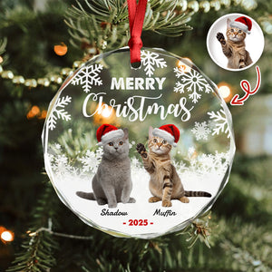 Custom Photo Meowy Christmas Glass Ornament For Cat Lovers HA75 897488