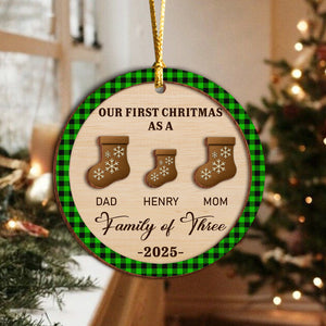 First Christmas As A Family Christmas Stockings - Personalized 2-Layered Wooden Ornament CH07 899338