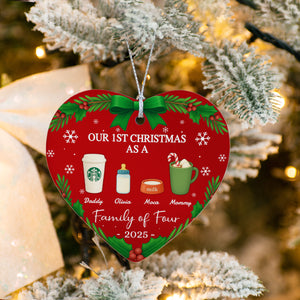 Our First Christmas As A Family Personalized Christmas Heart Shaped Ceramic Ornament HA75 897802