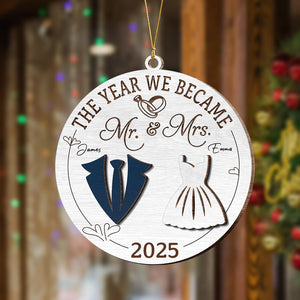 The Year We Became Mr And Mrs Layer Wooden Ornament Gift For Couples TH10 894831