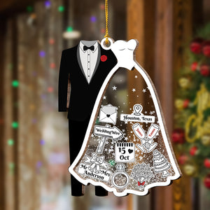 First Christmas Married Personalized Wedding Wood & Acrylic Ornament Christmas Gift CH07 899404
