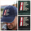 Custom American Flag Legend, Husband, Dad And Grandpa Washed Denim Baseball Cap LM32 895001