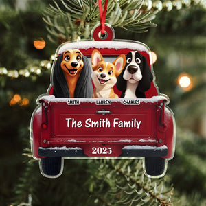 Personalized Dogs With Red Truck Christmas Acrylic Ornament Gifts For Dog Lovers TH10 896683