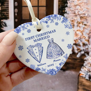First Chirstmas As a Mr Mrs Personalized Heart Ceramic Ornament Christmas For Husband Wife CH07 899294